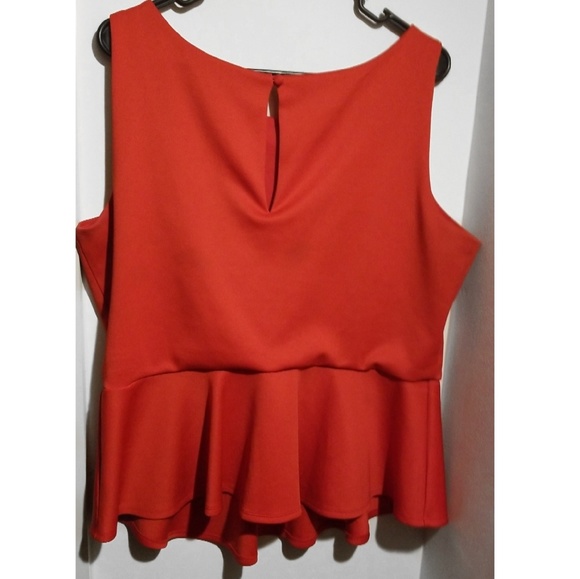 Red Peplum top with black jeweled embroidery - Picture 2 of 4